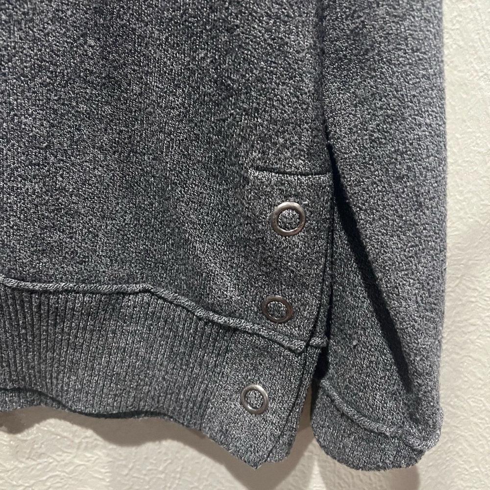 Apt. 9 Charcoal Cowl Neck Sweater Button Detail Size Medium Warm Cozy Chic - Picture 3 of 4